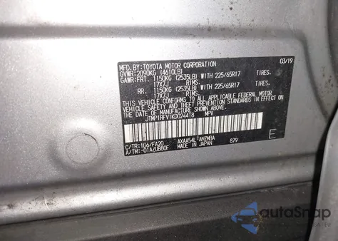 2019 Toyota Rav4 Xle из США, поврежденный, VIN JTMP1RFV1KD024418